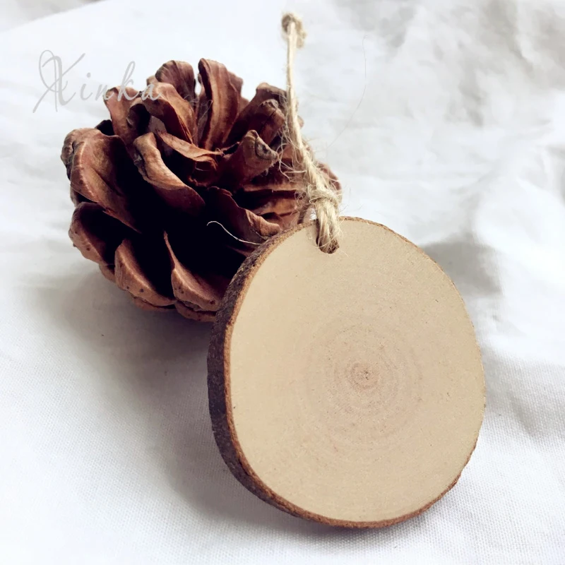 Деревянная бирка сделай сам деревянный ломтик с отверстием и мешковиной