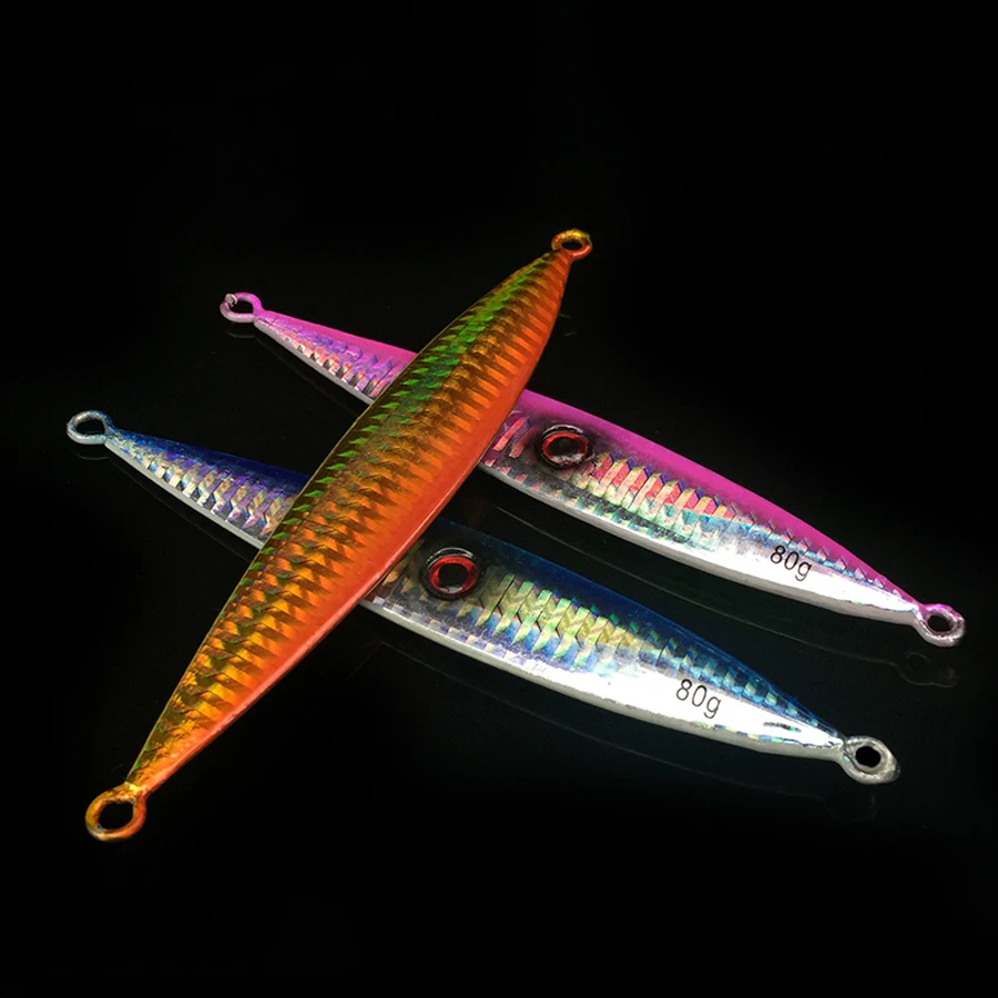 

2pcs Big Colorful Lead Super Hard Pitch Lure Metal Jig Spoon Boat Sea Fishing Lures 60g 300g Weight Artificial Huge Fish Bait