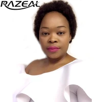 razeal 2 inch 100g synthetic short kinky curly black color afro wig fluffy wigs hair high temperature fiber