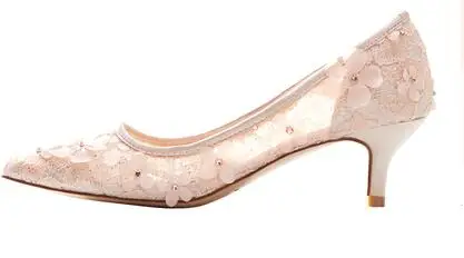 5cm heel Pink A Новинка; белые туфли для невесты; красивые свадебные модельные туфли-лодочки с острым носком на среднем каблуке 5 см и 7 см; женская обувь из сетчатого материала - Цвет: 5cm heel Pink A