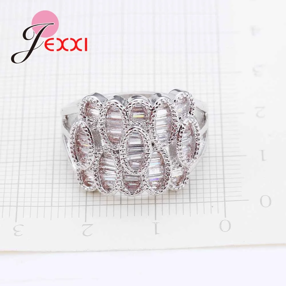 

Super Deal Fashion Silver Color Big oval combination Ring exaggerated 925 Sterling Silver Ring Unisex Engagement Wholesale