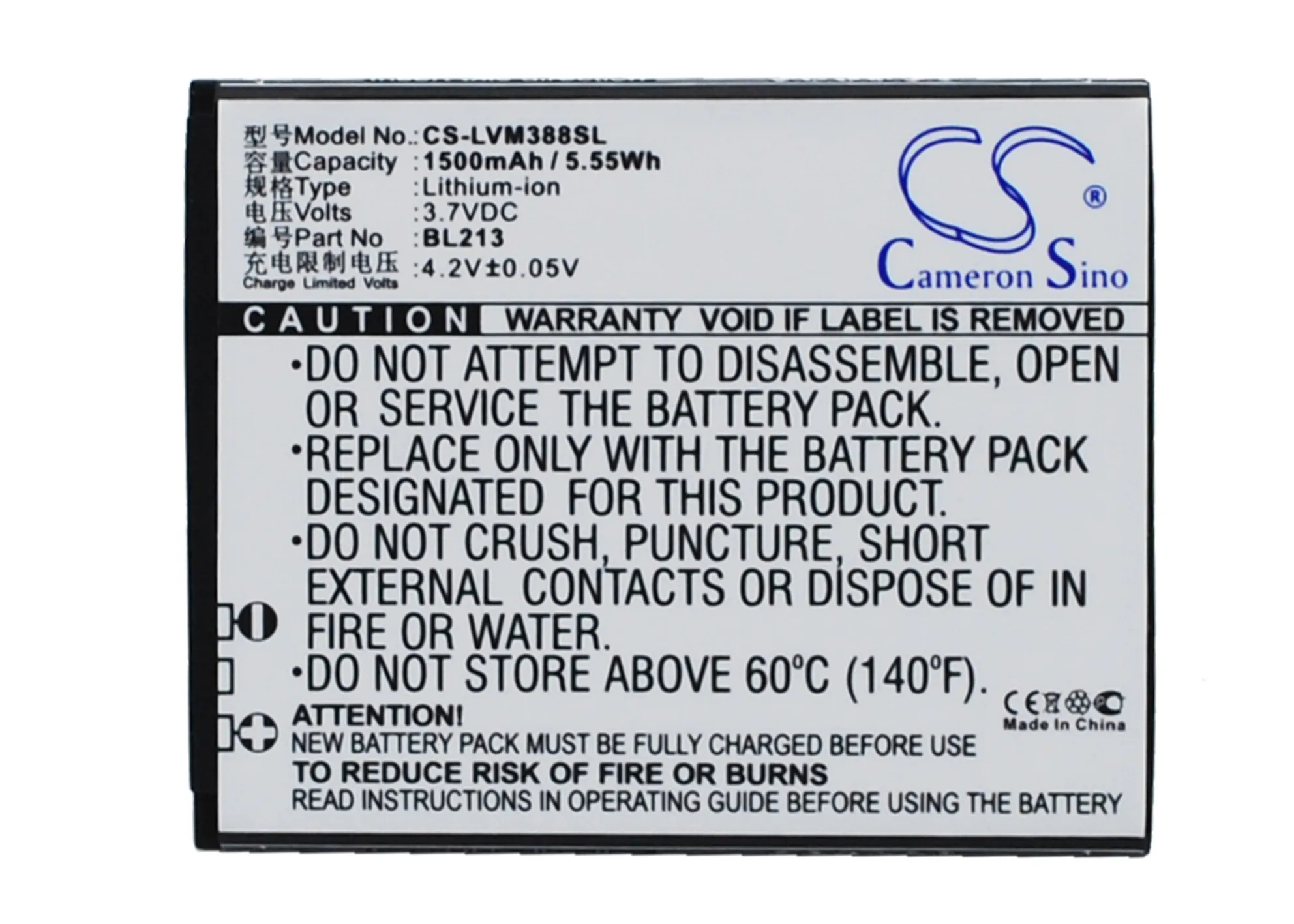 Аккумулятор Cameron Sino BL213 для Lenovo MA388 MA388A 1500 мАч|cameron sino|battery 1500mahbattery for lenovo |