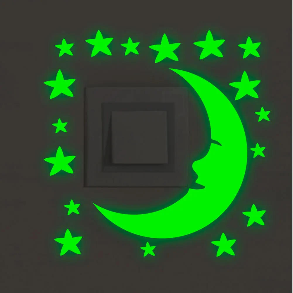 

Светящаяся наклейка s, Настенная Наклейка для спальни, фотография месяца, звезда, виниловая художественная роспись, декоративная настенная ...