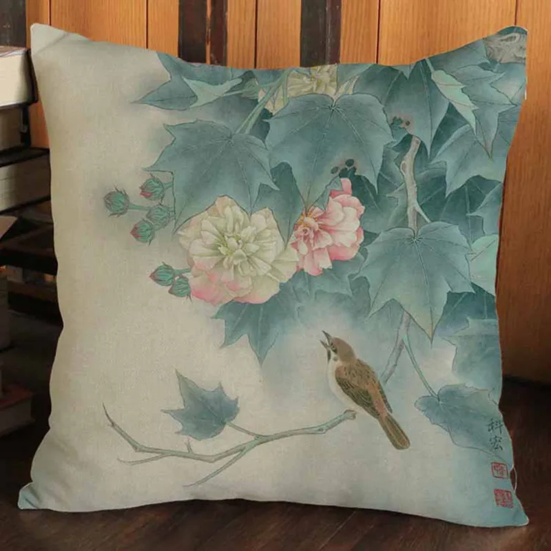 Подушка в китайском стиле винтажная хлопковая льняная декоративная подушка с