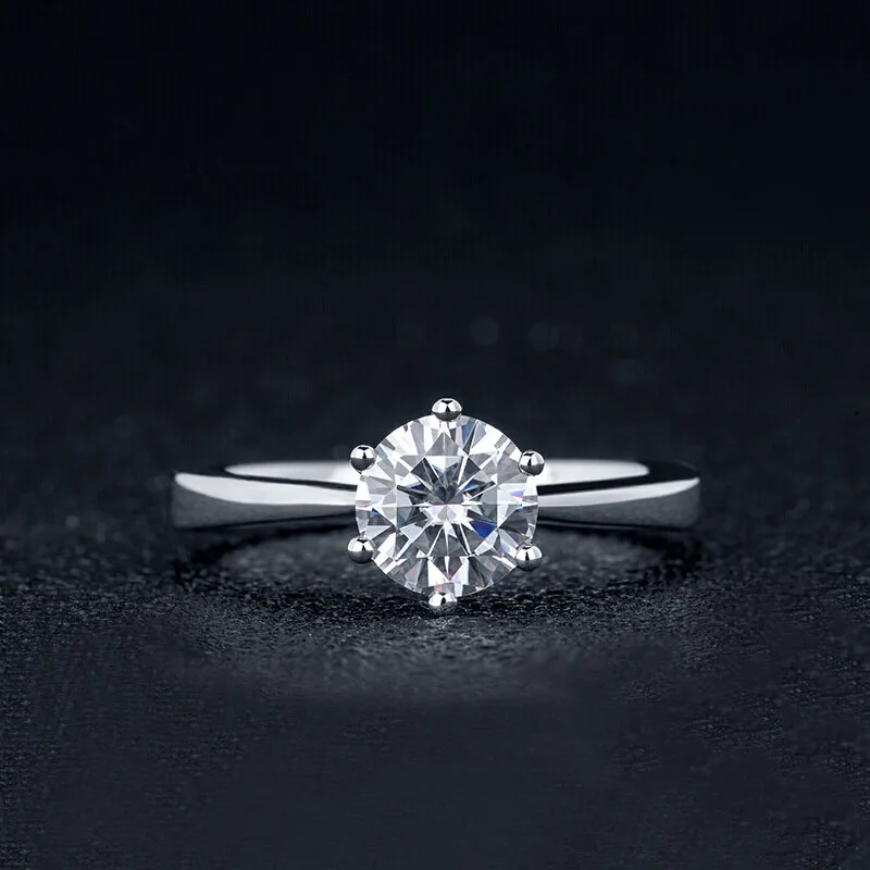 NiceGems 1.5ct Муассанит солитер обручальное кольцо 14 к 585 Белое золото F цвет 7,5 мм шесть зубец Moissanite кольцо для женщин ювелирные изделия
