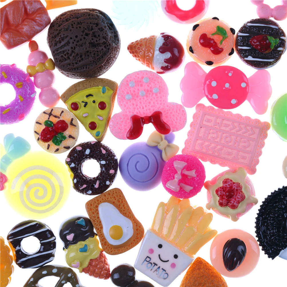 10 шт./лот Kawaii набор смешанных продуктов питания мини-торты пончики печенье кукольный домик миниатюрное кухонное украшение для детей случайный