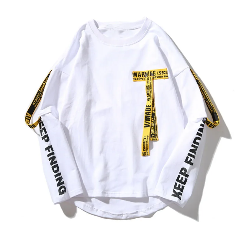 Hoodies Men 3d Shirt Printing Letter Ribbon Harajuku Cotton Long Sleeve Punk Sweatshirts Fashion Casual Hoddies US Size | Мужская одежда