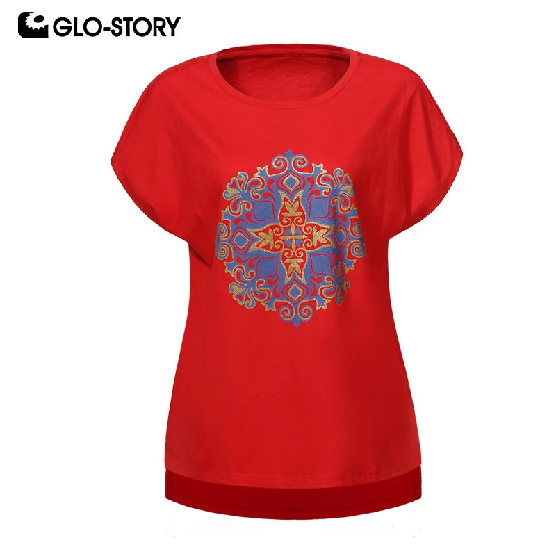 GLO-STORY 2019 новые женские повседневные футболки с круглым вырезом и принтом в