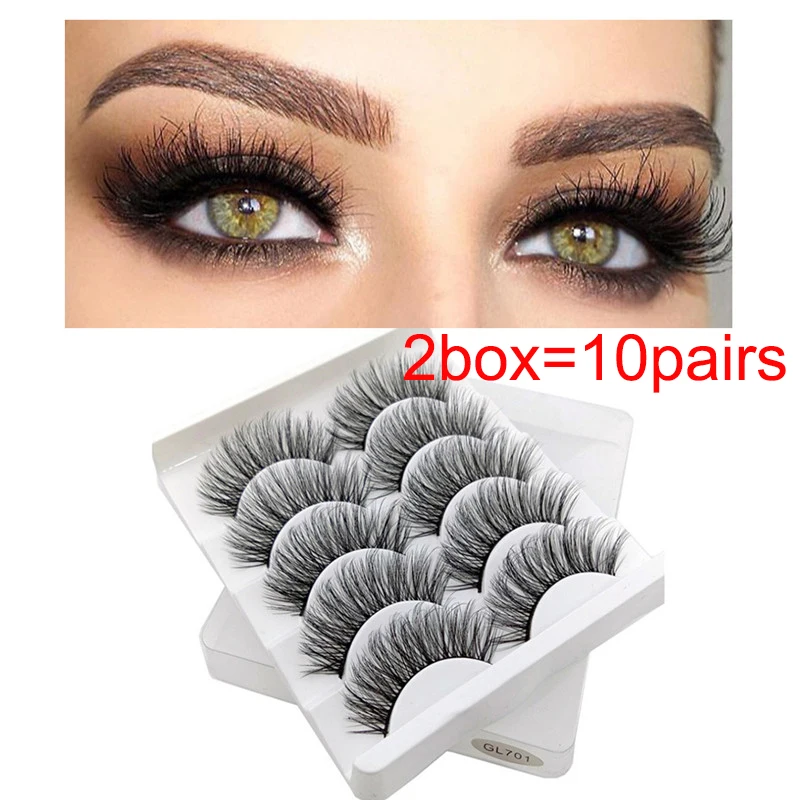 2box 10pairs 10 коробок = 50 пар натуральные накладные Искусственные ресницы длинный макияж 3d накладные ресницы из норки ресницы норки для женщин наивысшего качества - Цвет: 2box 10pairs