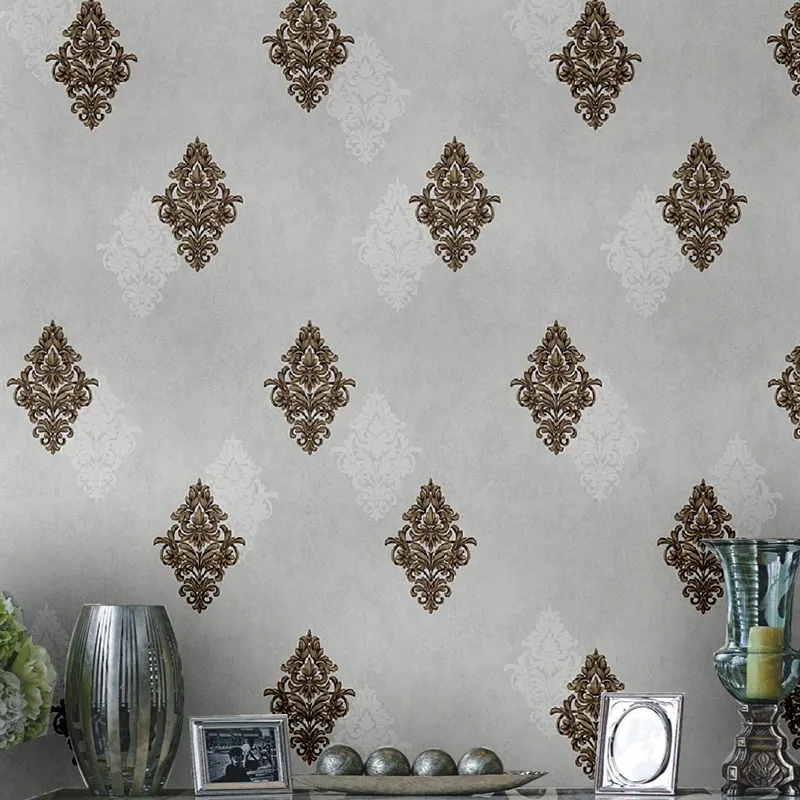 beibehang Jane European style Damascus dark hotel box wallpaper living room sofa bed Hotel background wall paper papel de parede |