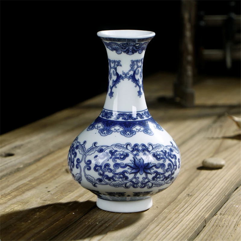 Китайский Керамика Цветочная ваза с орнаментом Цзиндэчжэнь синий и белый