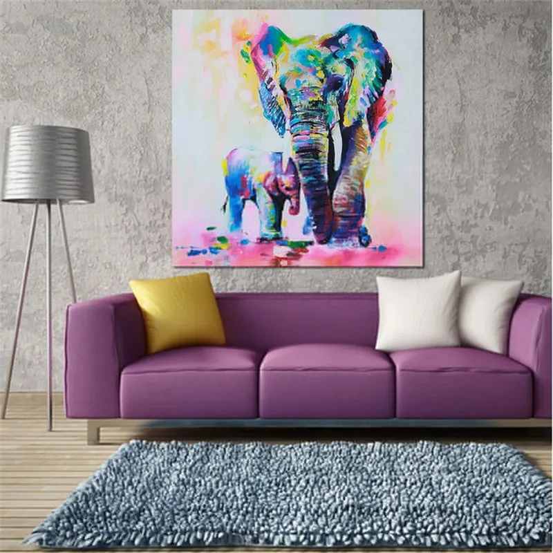 HAOCHU Elephant Painting Animal Digital printing Nordic Home Decor Wall Handing Art Picture Posters Canvas Living Room Corridor | Дом и сад