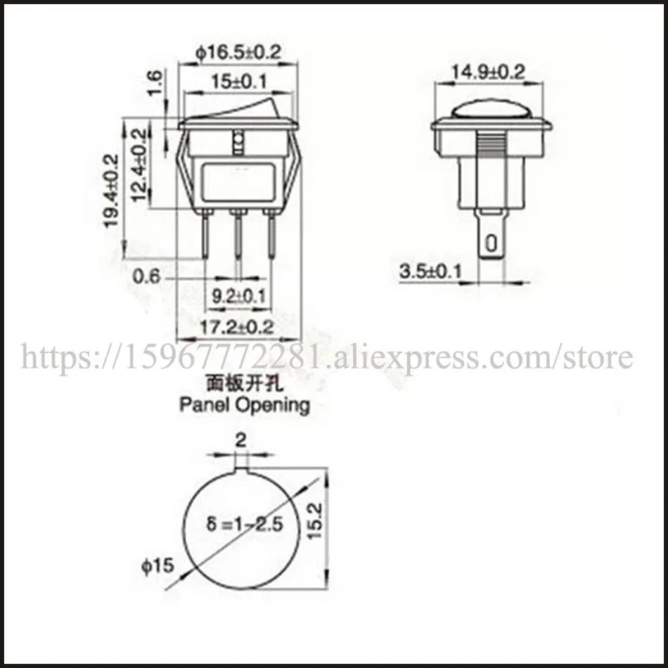 Автомобильный Rocke переключатель переменного тока 10A/250V 15A/125V 3 контактный SPDT ВКЛ