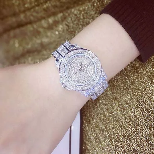 KING HOON Топ бренд серебро роскошные ЖЕНСКИЕ НАРЯДНЫЕ часы горный хрусталь керамический Кристалл кварцевые часы Волшебные женские наручные часы женские - Цвет: STEEL SILVER