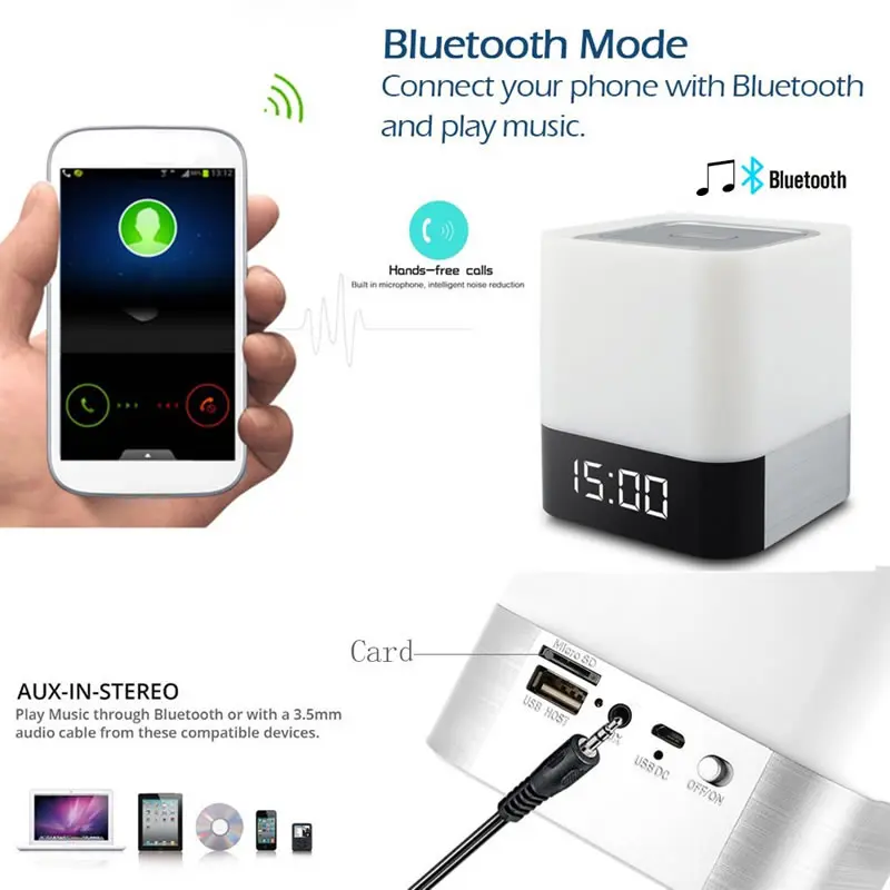 Vrme ночник Bluetooth Динамик Портативный Беспроводной с микрофоном smart touch