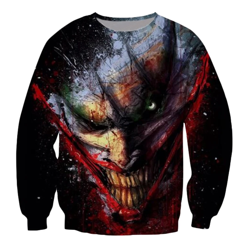 Популярные клоун серии круглый воротник 3D рубашка толстовки Джокер печати