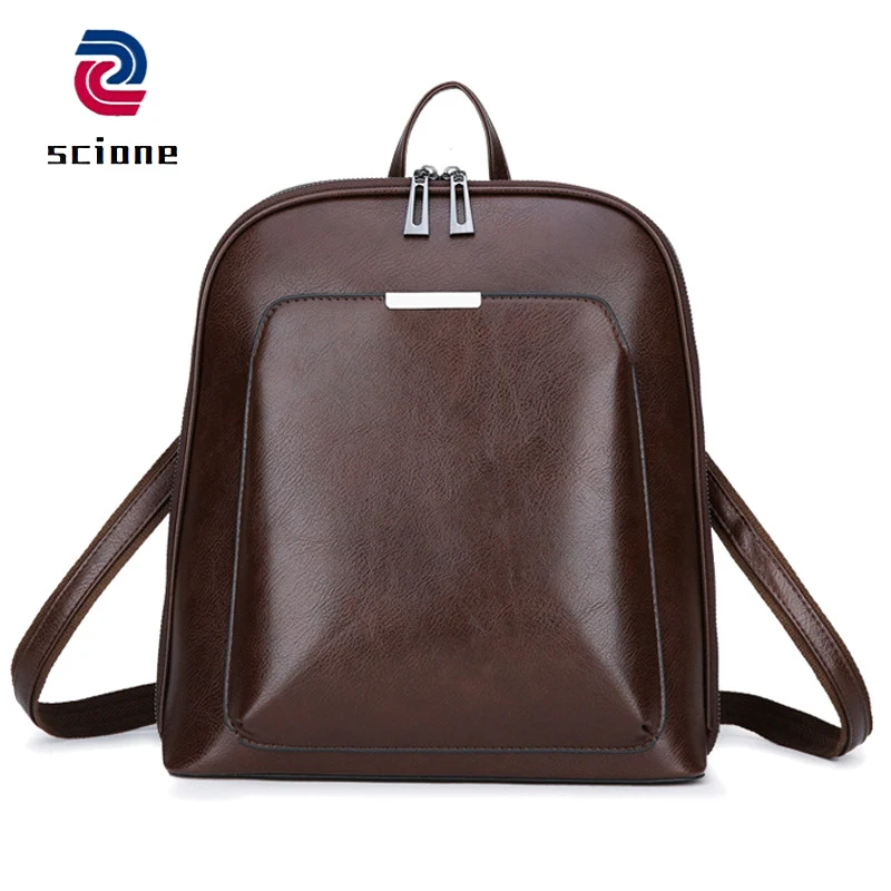 Винтаж чёрный Коричневый женский рюкзак Для женщин кожаный mochila mujer повседневная