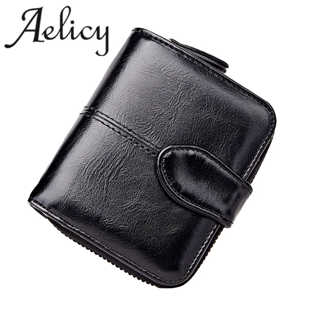 Женский кошелек с пряжкой Aelicy из вощеной кожи однотонный Portefeuille Femme Carteira Feminina
