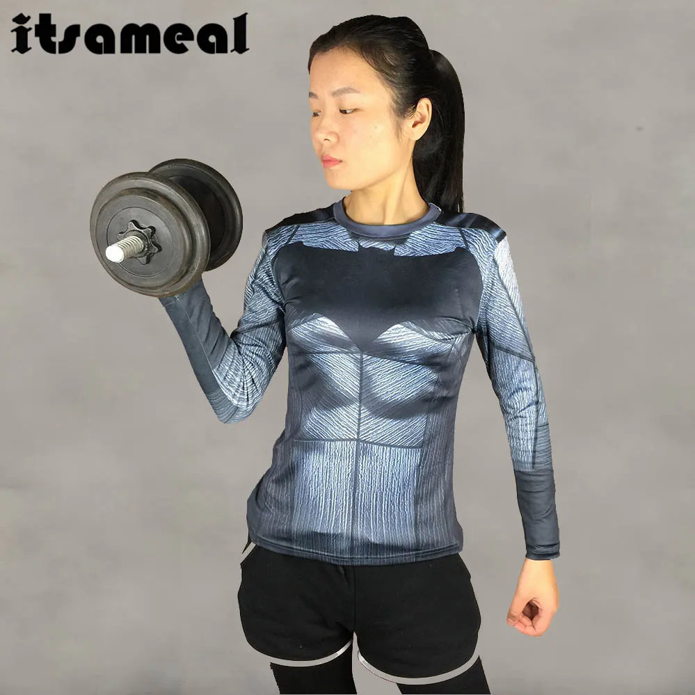 Супермен против Бэтмена компрессионная рубашка с 3D принтом футболки для женщин