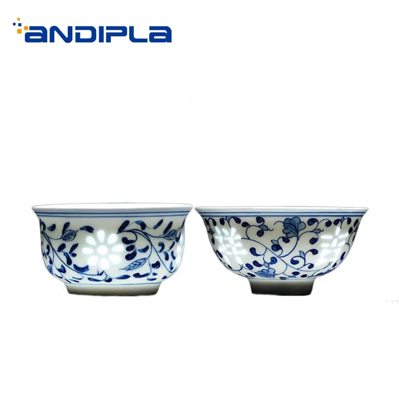2 шт./лот Цзиндэчжэнь чайные чашки сине-белые фарфоровые маленькие чаши ча-чаши