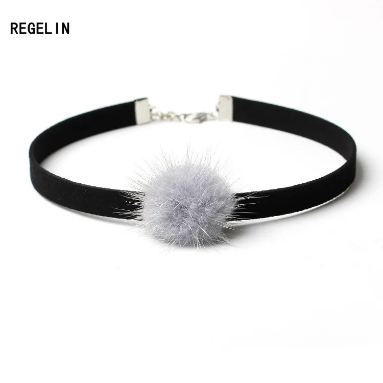 Женское колье с помпоном REGELIN ожерелье из меха норки подарок на зиму|fashion choker|choker