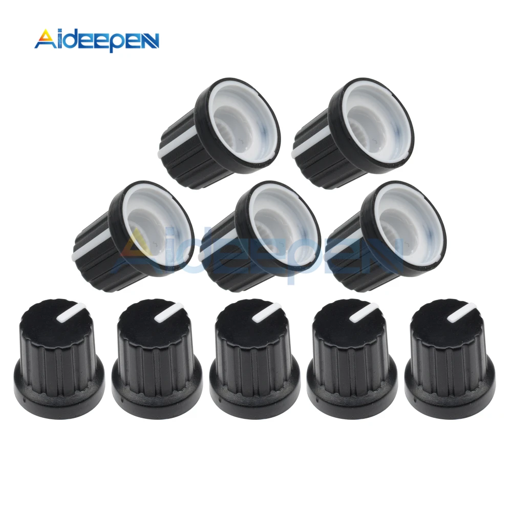 20 шт. пластиковые накатанные ручки потенциометра с резьбой колпачки 6 мм диаметр