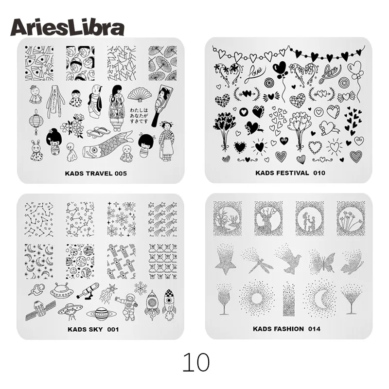 AriesLibra 4 шт. пластины для стемпинга ногтей животные цветы узорами дизайн шаблоны