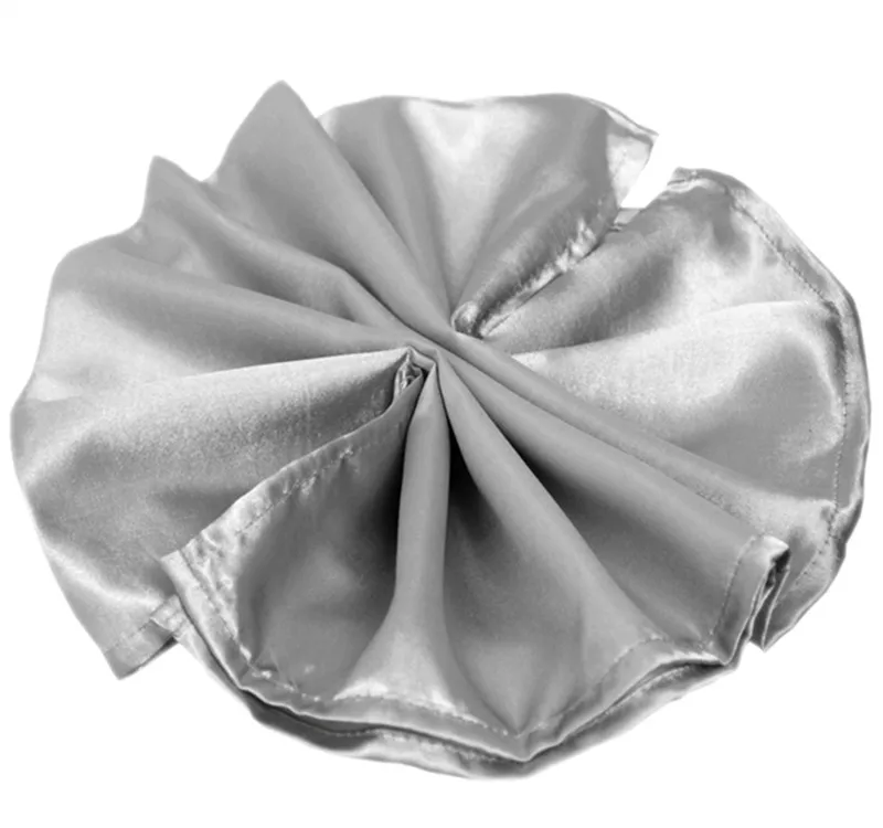 

Free Shipping,100pcs/lot Fashion Satin Solid Square Handkerchief Hanky Napkin Banquet Wedding Party Decoration 50*50cm Marious