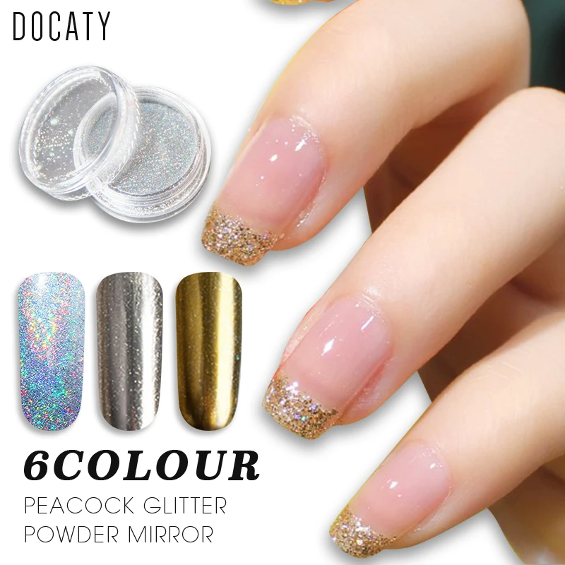 Docaty 3D эффект Luckly Красочный Блестящий Порошок голографическая Пыль УФ гель лак