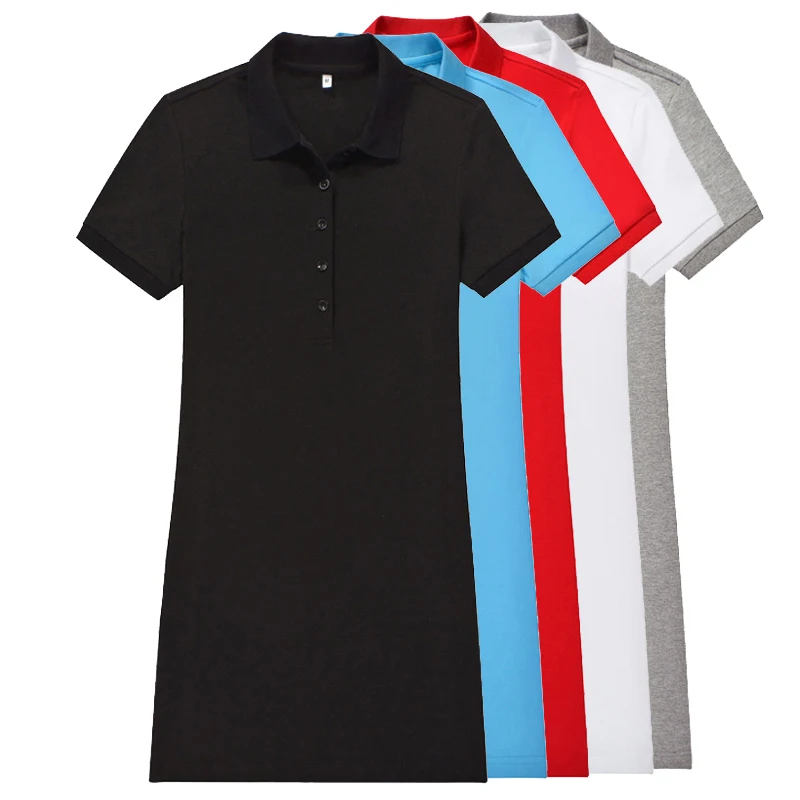 New Summer Women's Clothing Fashion polo collar loose short-sleeved sports style clothing Women's slimming POLO dress L02