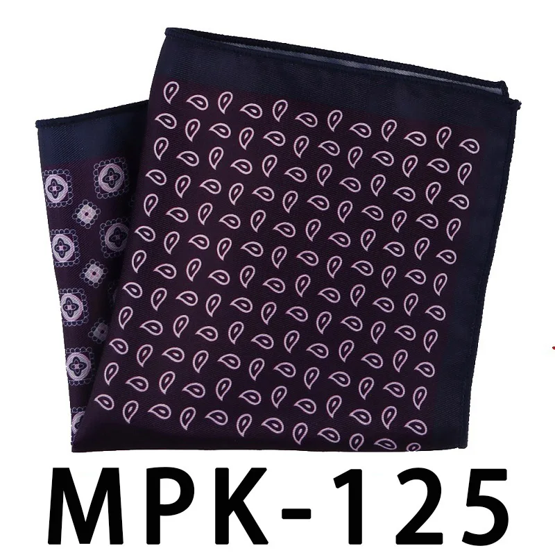 MPK-125 YISHLINE отличительный мужской носовой платок Карманный квадратный шелковый человек в горошек Пейсли мужские нагрудные платки свадебные праздничные аксессуары на подарок - Цвет: MPK-125
