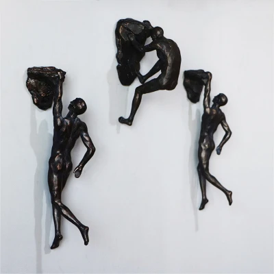 

Retro industrial rock climbing character wall decoration creative sitting room background wall soft home