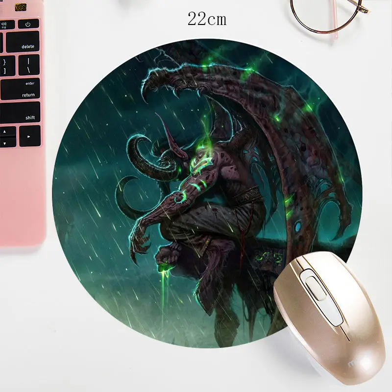 WOW круглый коврик для мыши 22X22 см игровой коврик для мыши otaku нескользящий коврик World of Warcraft для офиса ноутбука коврик для мыши