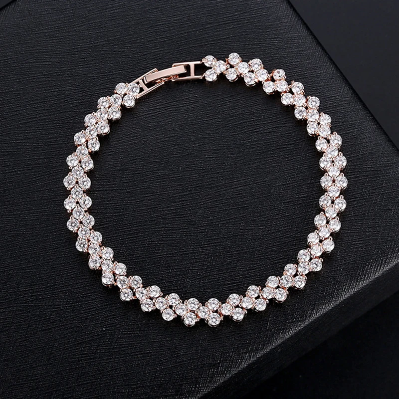 RACHEL VICHY CZ Crystal Tennis Bracelet Zircon Bangle Chains Gold Strand Bracelets For Women Female Jewelry B01 | Украшения и