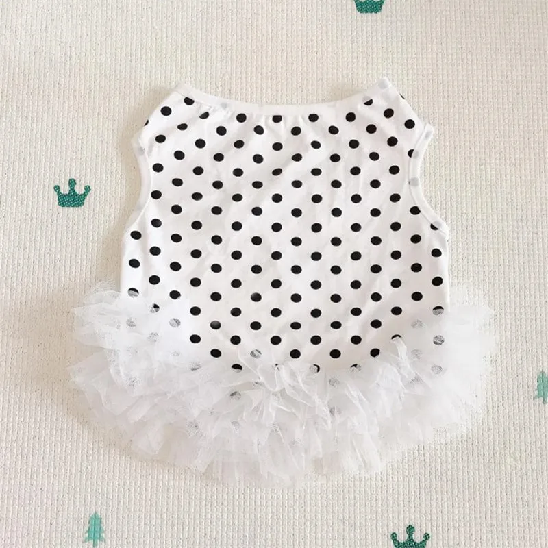 Cute Dots Summer Dog Dress Pug Clothes French Bulldog Clothing Vest Skirt Tutu Poodle Bichon Schnauzer Pet Costume | Дом и сад