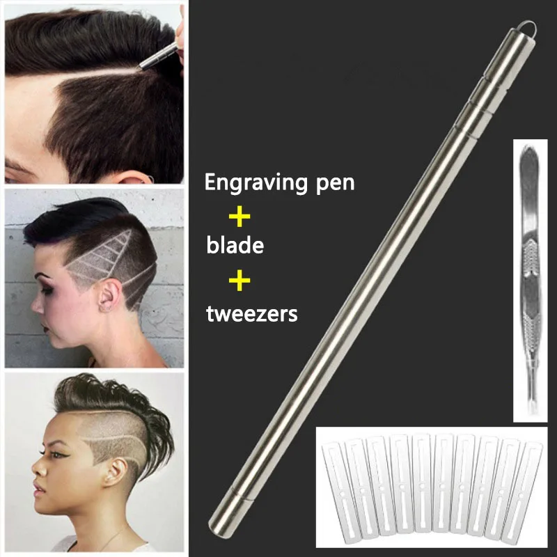 Description Picture 3 of item1Pcs Hairstyle Engraved Pen+10Pcs Blades Professional Hair Trimmers Hair Styling Eyebrows Shaving Salon DIY Hairstyle Accessory