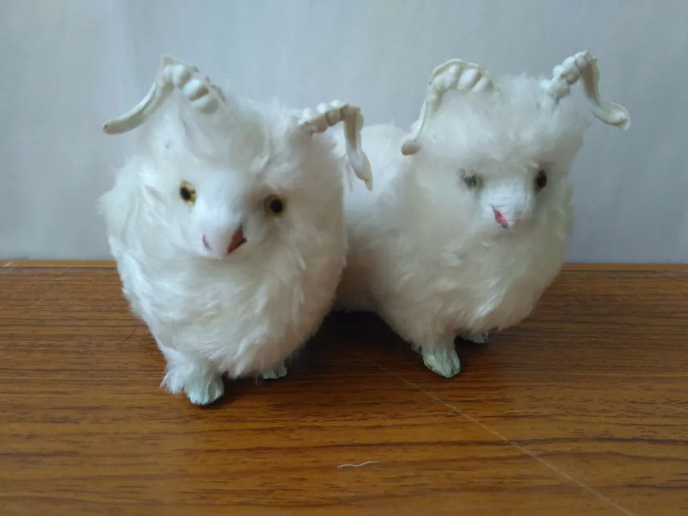 Мини 8x5x8 см имитация козы пластик и мех белая овечка один лот/2 шт. модель ручной работы реквизит для украшения дома подарок d2339