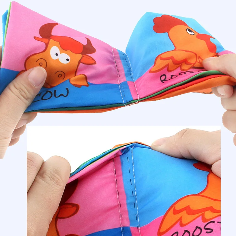 Baby Intelligence Development Cloth Book Soft Rattles Baby Kids Bed Cognize Activity Book Educational Toy Cute Cartoon Book