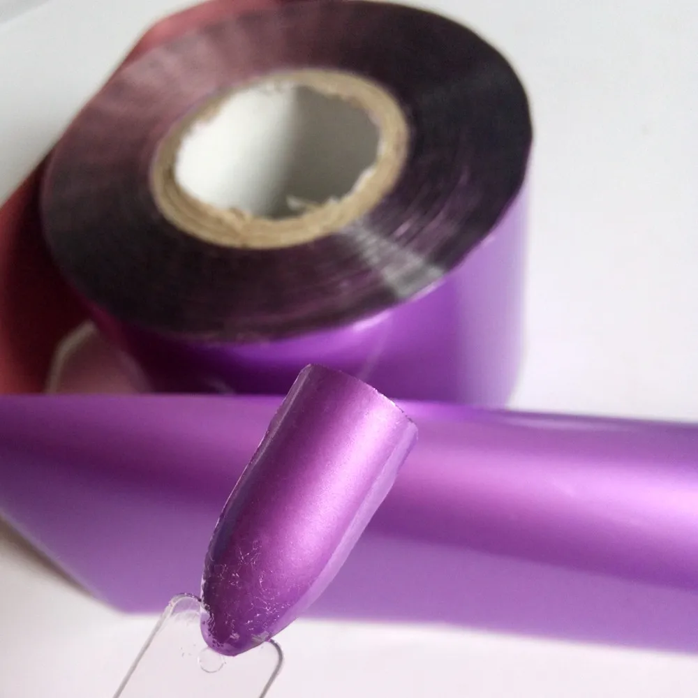 126-Matte violet 100 см матовый эффект нейл-арта Фольга модное, в форме оливы зеленый передачи Стикеры зеркальной металлической пряжкой дизайн ногтей Наклейка Маникюр ногтей аксессуары - Цвет: 126-Matte violet