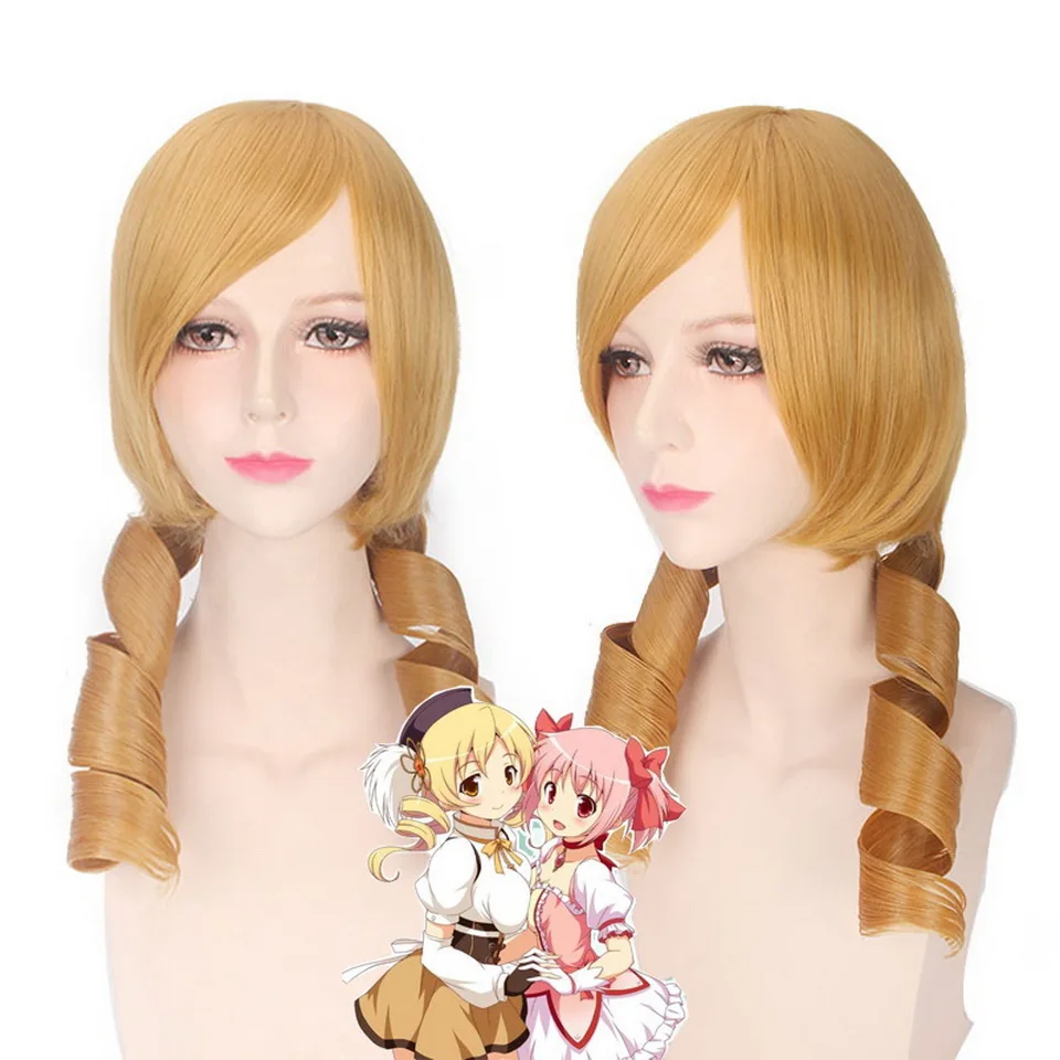 Парик Puella Magi Madoka Magica длинные волнистые парики для косплея Tomoe Mami блондинка