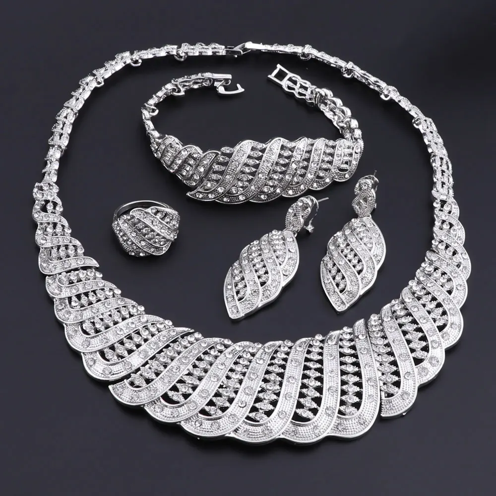 Роскошные золотые ювелирные наборы из Дубая с кристаллами оптовая продажа