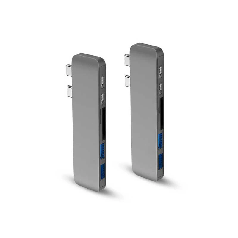 6 в 1 двойной тип C usb-хаб адаптер кард-ридер/Usb 3,0/тип-c зарядный концентратор конвертер для Macbook Pro Mac Pc ноутбук
