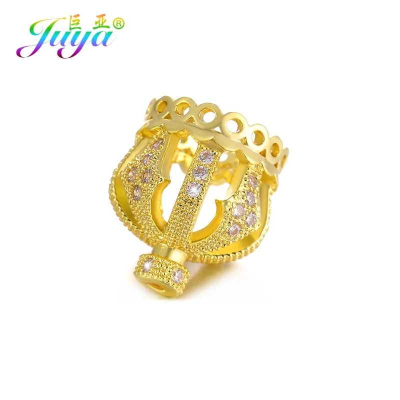 Gold Juya DIY Ювелирные изделия с кистями компоненты микро проложить Циркон креативная Корона бусина шапки Аксессуары для рукоделия ювелирные изделия с кистями решений - Цвет: Gold