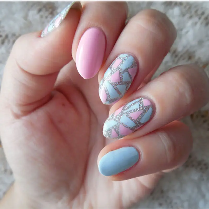 12 Tips/Sheet Irregular Triangle Pattern Nail Art Transfer Foils Sticker Beauty Adhesive Polish Wrap Tips Decorations | Красота и