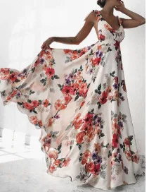 Maxi Dress Floral Sexy Women Summer Long Dresses Backless Robe Longue Femme Vestido De Festa Longo 2019 Elegant Bandage | Женская одежда