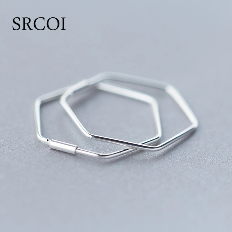 Женские серьги кольца из серебра 2020 пробы с шестигранным основанием|sterling silver hoop