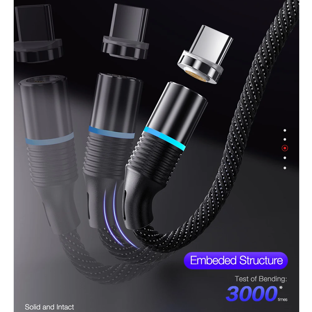 Магнитное зарядное устройство кабель передачи данных Micro usb type C Быстрая зарядка для samsung huawei P30 Pro Android СВЕТОДИОДНЫЙ светильник нейлоновый провод