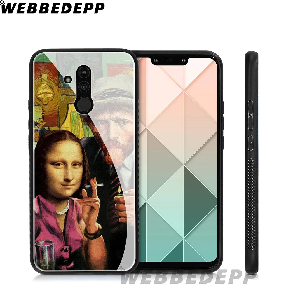 WEBBEDEPP Mona Lisa Van Gogh Tempered Glass Case for Huawei Mate 20 P20 P10 P Smart 2019 2018 &amp Honor 10 9 8X 7A Lite Pro |