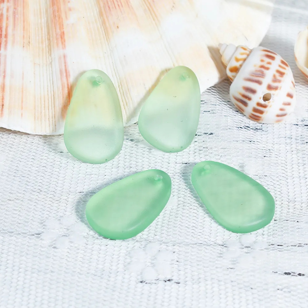 

8Seasons Fashion Resin Sea Glass Charms Drop Colorful Frosted DIY Jewelry 26mm x15mm(1" x 5/8") - 24mm x15mm(1" x 5/8"), 5 PCs