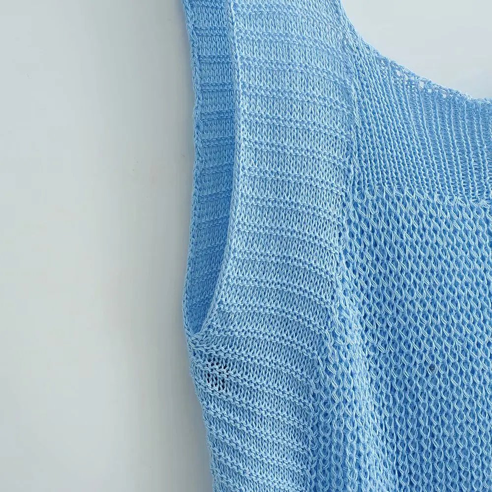 

Sexy Backless Short Knitted Sweater Women Sleeveless Strenchy Knitwear Casual Chic Ladies Tops